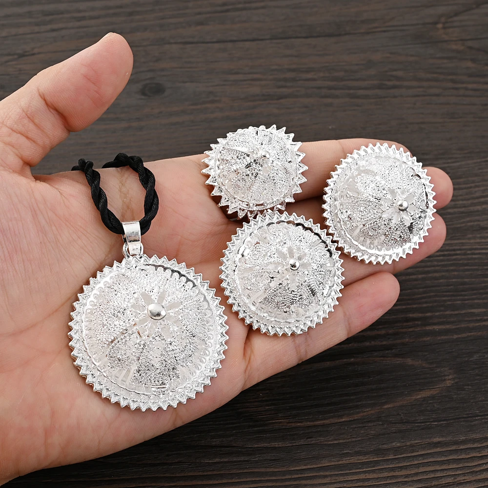 Ethiopian Silver Color Big Size Bridal Jewelry Earrings Ring Gifts Wedding Jewellery Set For Women
Ethiopian Silver Color Big Size Bridal Jewelry Earrings Ring Gifts Wedding Jewellery Set For Women