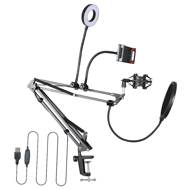NB-35S Microphone Stand Kit With LED Ring Light Scissor Arm Stands For Computer Laptop PC Karaoke Studio Recording
NB-35S Microphone Stand Kit With LED Ring Light Scissor Arm Stands For Computer Laptop PC Karaoke Studio Recording