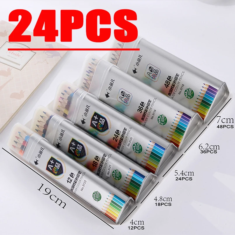 24 pcs Children's Water-soluble Colored Pencils 12/18/36/48 Iron Box Painting Supplies Watercolor Pencil for School To Give Away
24 pcs Children's Water-soluble Colored Pencils 12/18/36/48 Iron Box Painting Supplies Watercolor Pencil for School To Give Away