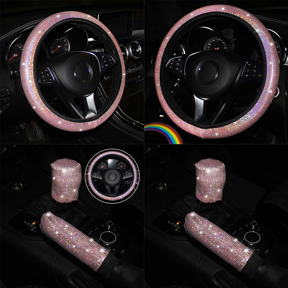 

1pcs Steering Wheel Cover Glitter Bling Handbrake Cover Size: 37-38cm 100% Brand New 14.56-14.96 Inches Car Interior