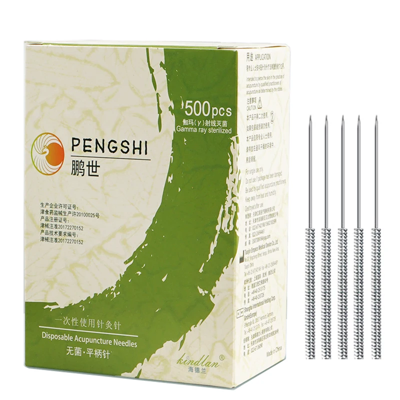 

500Pcs/Box Sterile Acupuncture Needle Aseptic Tip Sharp Korea Flat Handle With Guide Tube Disposable