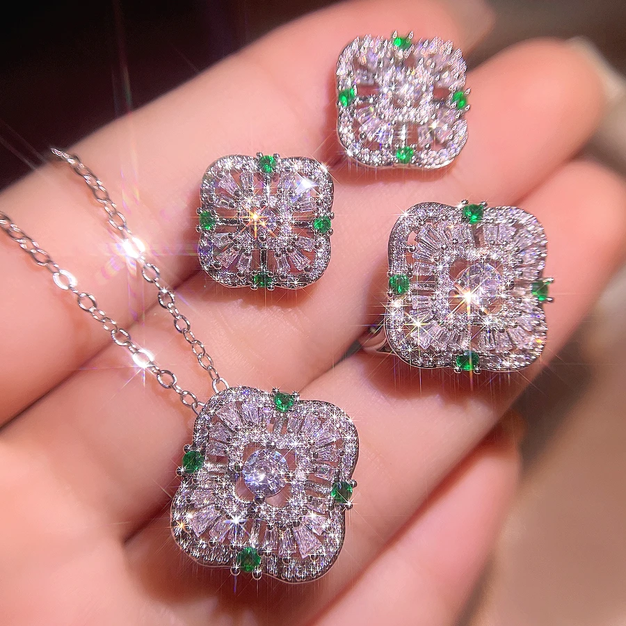 Exquisite Women's Jewelry Set Three-piece Sea Blue Zircon Earrings Necklace Rings Wedding Bridal Jewelry AAA Blue Zircon Jewelry
Exquisite Women's Jewelry Set Three-piece Sea Blue Zircon Earrings Necklace Rings Wedding Bridal Jewelry AAA Blue Zircon Jewelry
