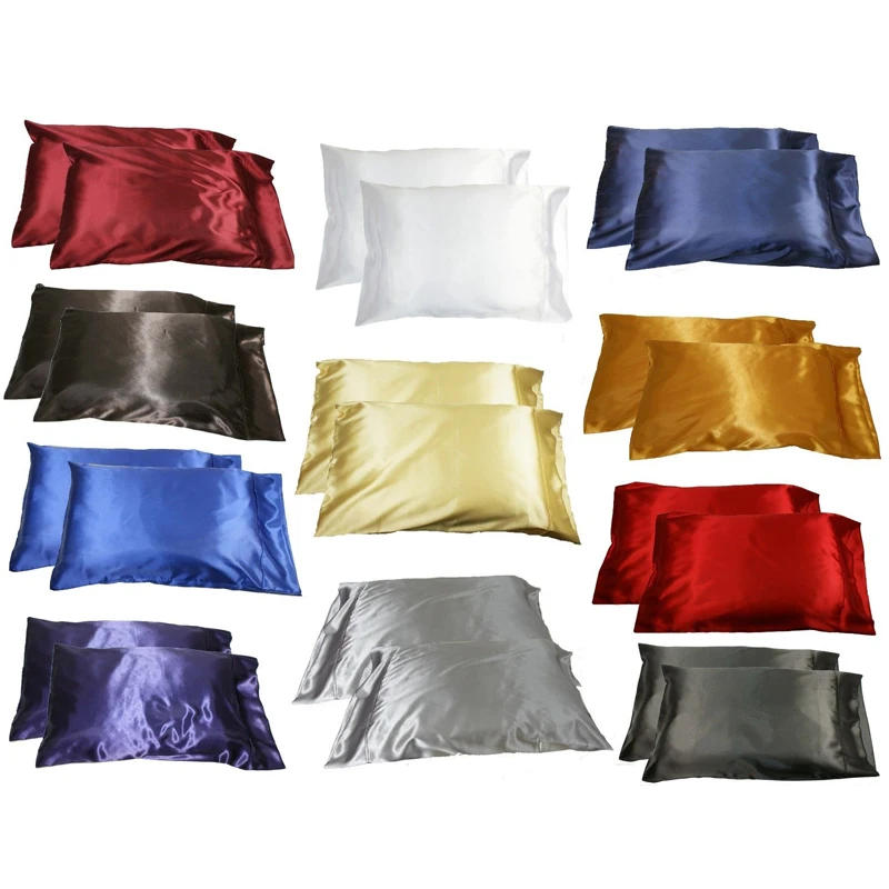 

58x70cm Multiple Colors Ice Silk Pillowcases Bedding Pillow Cases Double Face Silk Satin Pillow Covers For Bedding Set Decor