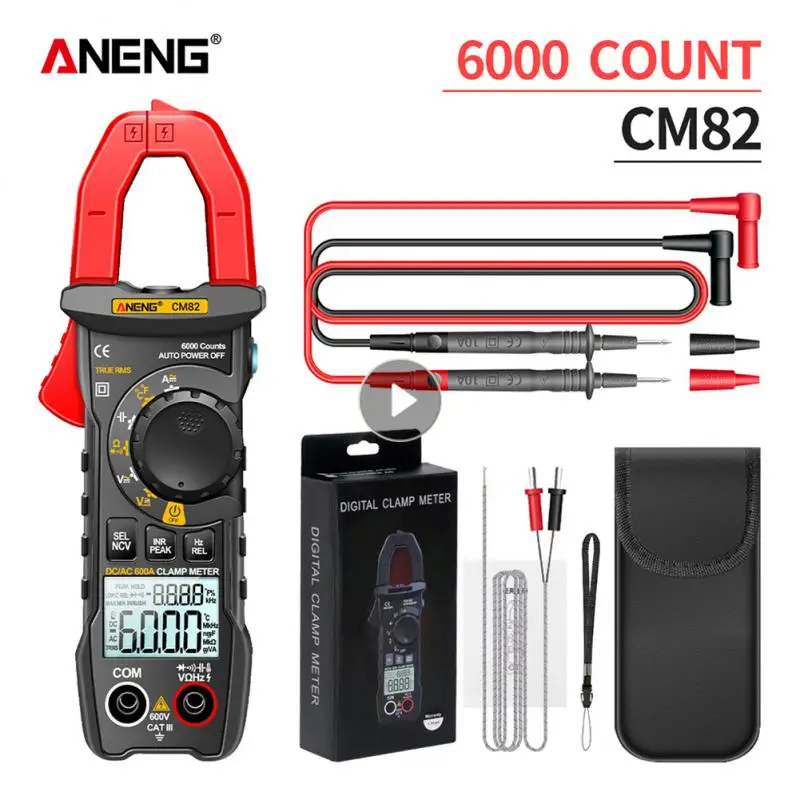 

ANENG CM82 Clamp Meter DC/AC 600A Current Voltage 6000 Counts Multimeter Ammeter Tester Car Amp Hz Capacitance NCV Ohm Test