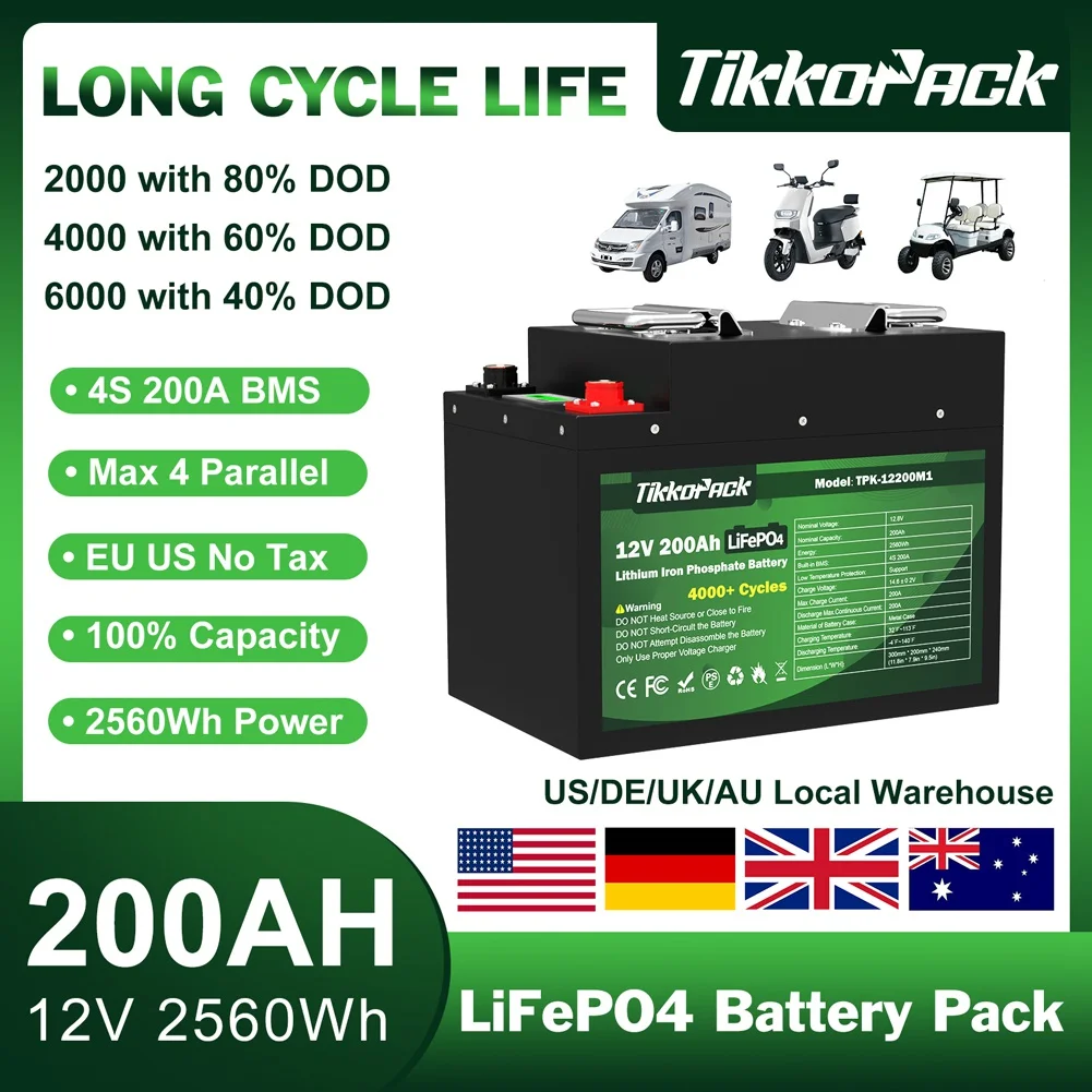 TIKKOPACK 12V 200Ah LiFePO4 Аккумуляторная Батарея Литий Железо Фосфатные Батареи 100% Емкость 4000 Циклов BMS 200A Для Лодки Tax Free
TIKKOPACK 12V 200Ah LiFePO4 Аккумуляторная Батарея Литий Железо Фосфатные Батареи 100% Емкость 4000 Циклов BMS 200A Для Лодки Tax Free