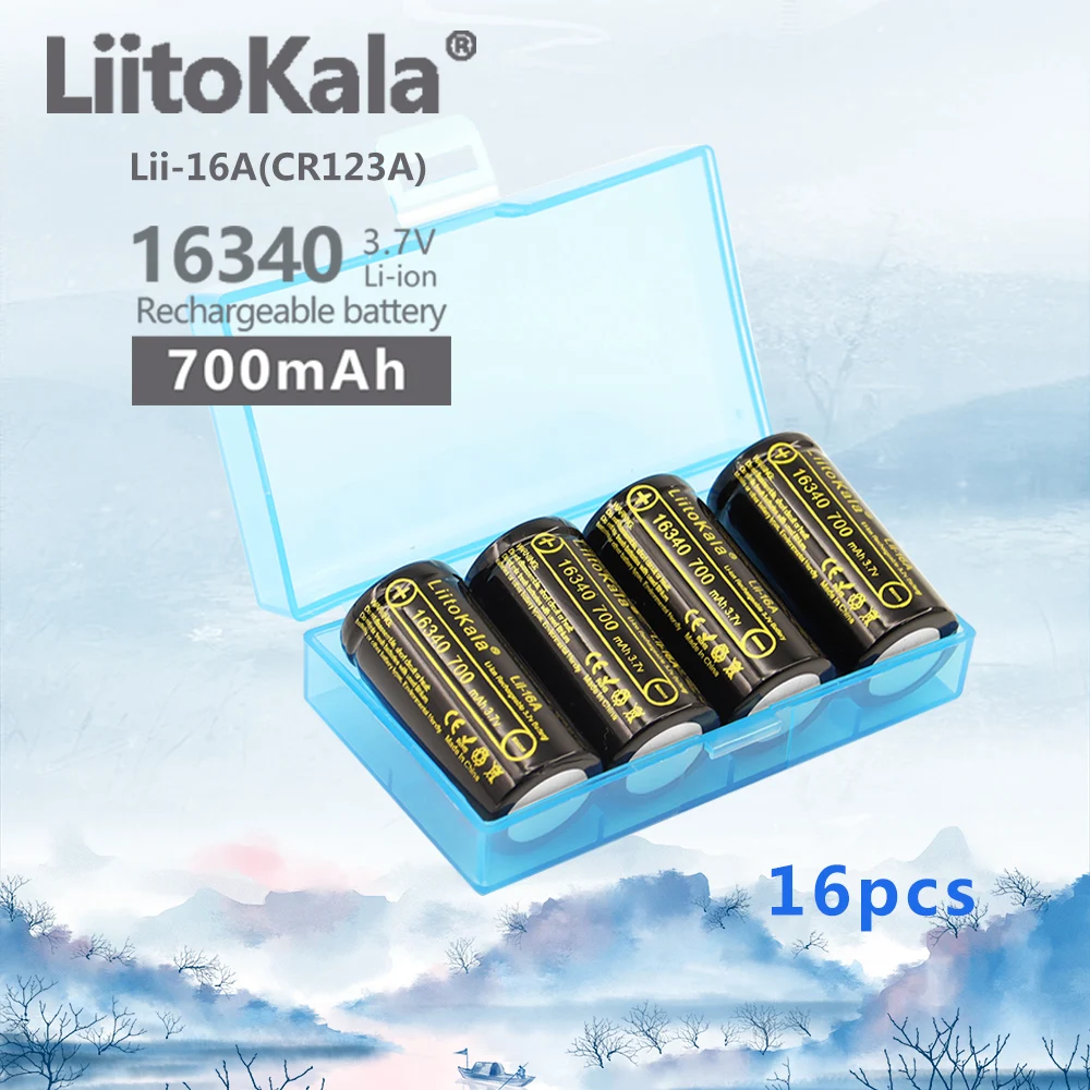 

16PCS LiitoKala Lii-16A 16340 700mAh Li-ion Battery CR123A Rechargeable Batteries 3.7V CR123 for Laser Pen LED Flashlight Cell