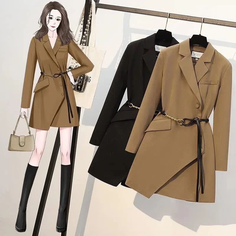 Office Lady Casual Midi Blazer Women Autumn Winter Korean Fashion Turn-Down Collar With Belt Black Suit Jacket M-4XL Desgin Coat
Office Lady Casual Midi Blazer Women Autumn Winter Korean Fashion Turn-Down Collar With Belt Black Suit Jacket M-4XL Desgin Coat