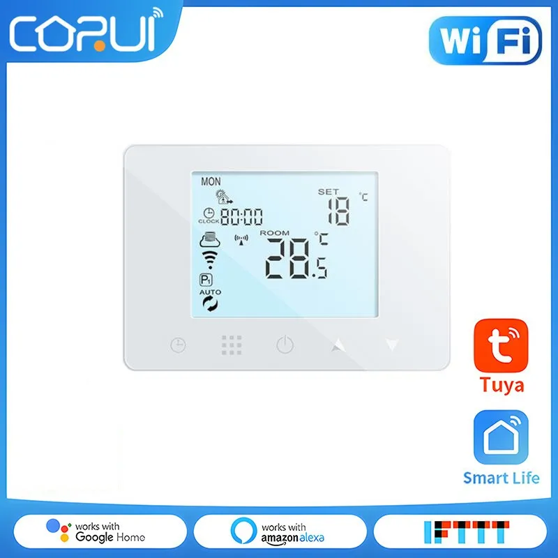 Умный Wi-Fi термостат CORUI, настенный, для отопления пола, с контроллером температуры газа, работает с Alexa Google Home
Умный Wi-Fi термостат CORUI, настенный, для отопления пола, с контроллером температуры газа, работает с Alexa Google Home
