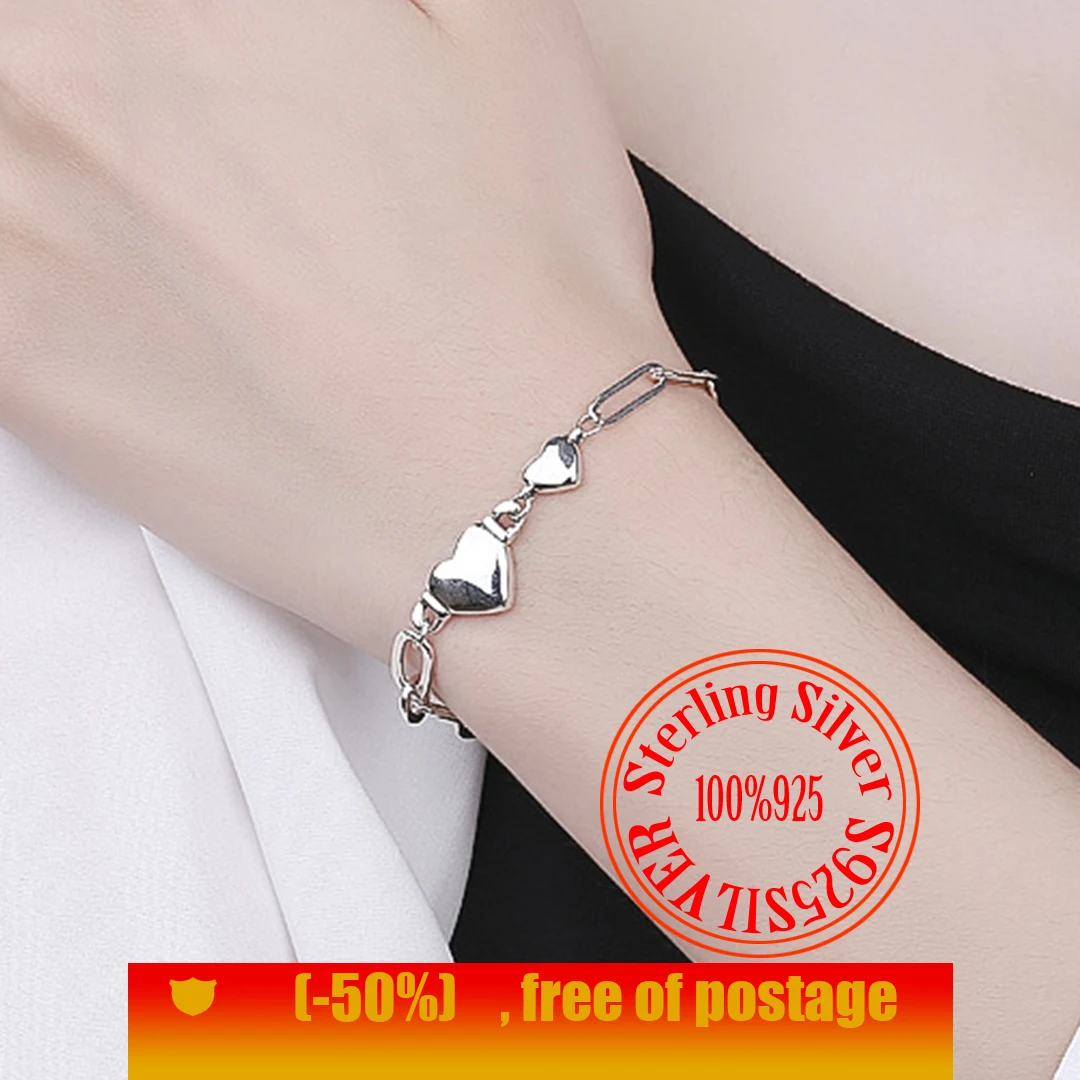 Double love temperament exquisite S925 Sterling Silver Bracelet luxury splicing chain simple and fashionable girls' bracelet,
Double love temperament exquisite S925 Sterling Silver Bracelet luxury splicing chain simple and fashionable girls' bracelet,