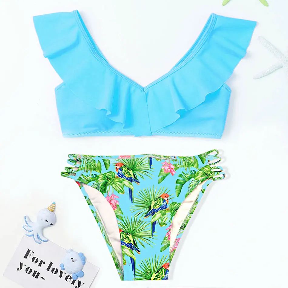 7-14 Years Tropical Girl Bikini Swimsuit Kids Ruffle Two Piece Children's Swimwear Padded Swimming Bathing Suit Summer Beachwear
7-14 Years Tropical Girl Bikini Swimsuit Kids Ruffle Two Piece Children's Swimwear Padded Swimming Bathing Suit Summer Beachwear