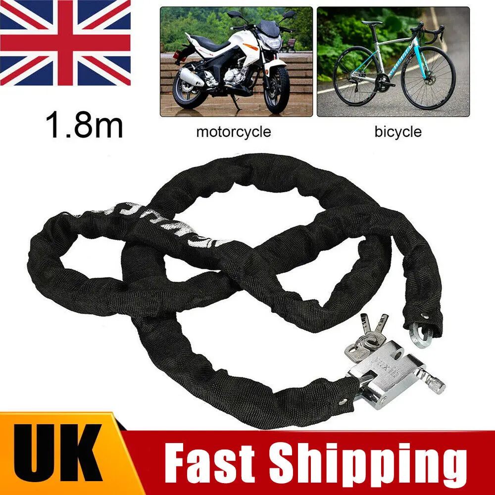 1.8M Heavy Duty Motorcycle Lock Anti-theft Bike Lock Strength Security Lock Road Accessories Motorbike Steel Chain Lock Padlock
1.8M Heavy Duty Motorcycle Lock Anti-theft Bike Lock Strength Security Lock Road Accessories Motorbike Steel Chain Lock Padlock