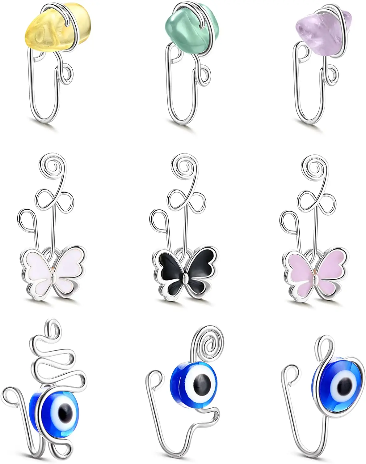 Nose CuffsClip on Nose Ring Nose Cuff Non PiercingCute Butterfly Evil Eye Crystal Nose Cuff Faux Fake Nose Ring Cuff for Women
Nose CuffsClip on Nose Ring Nose Cuff Non PiercingCute Butterfly Evil Eye Crystal Nose Cuff Faux Fake Nose Ring Cuff for Women