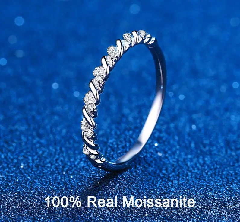

Moissanite Twisted Eternity Ring Sterling Silver Diamond Stackable Rings For Women Promise Anniversary Wedding Birthday Gift