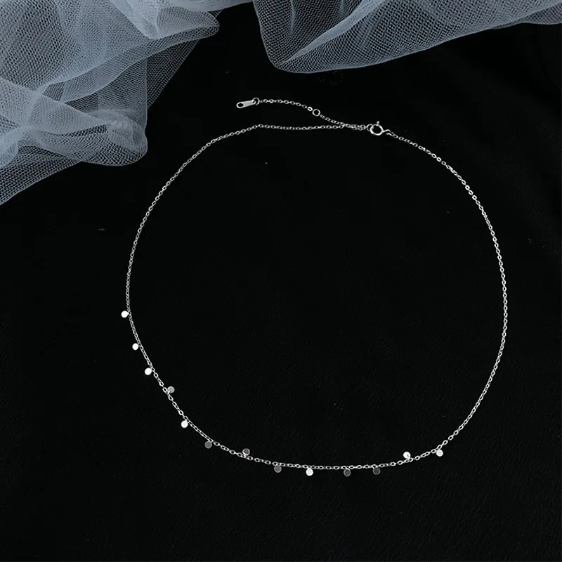 925 Sterling Silver Tassel Small Round Beads Temperament Short Personality Clavicle Chain Round Choker Necklace dz482
925 Sterling Silver Tassel Small Round Beads Temperament Short Personality Clavicle Chain Round Choker Necklace dz482