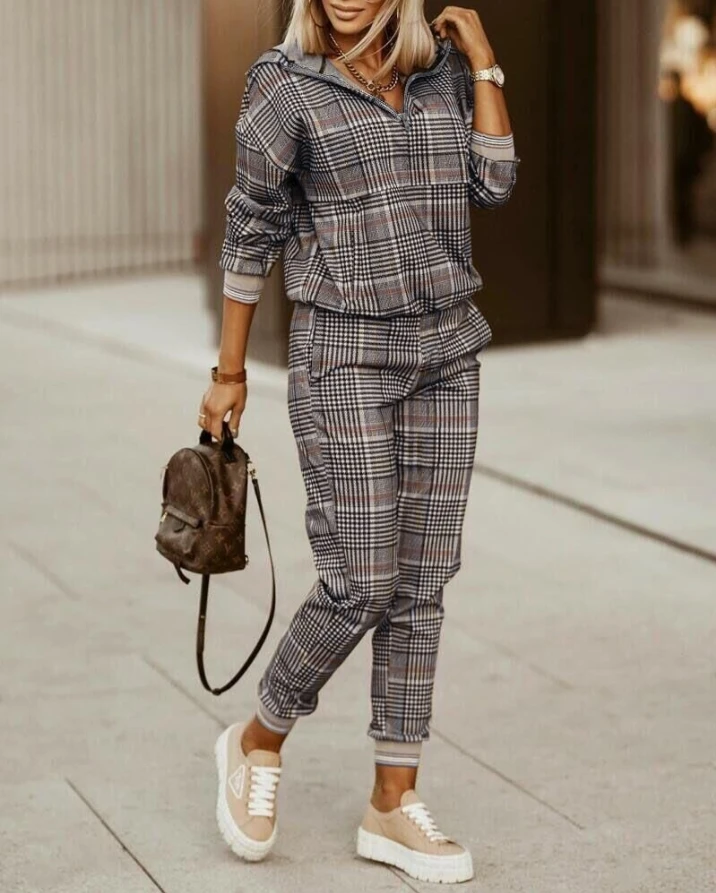 Plaid Print Zip Front Hoodie& Pants Set Two Piece Sets Womens Outifits Autumn Spring Women 2022 New Suit Female Clothing Outfits
Plaid Print Zip Front Hoodie& Pants Set Two Piece Sets Womens Outifits Autumn Spring Women 2022 New Suit Female Clothing Outfits