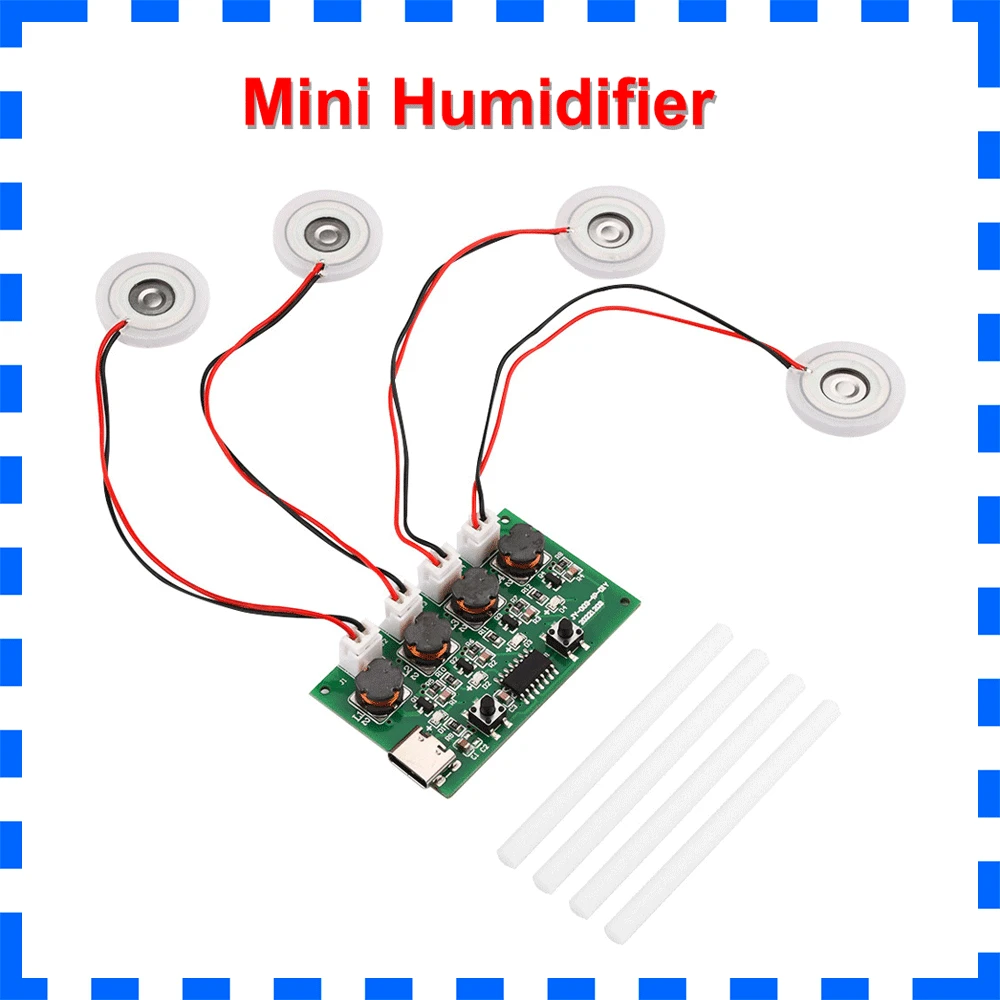 

DC5V Type-C Mini Humidifier DIY Kits Mist Maker and Driver Circuit Board 4 Fogger Atomization Film Atomizer Sheet Oscillating