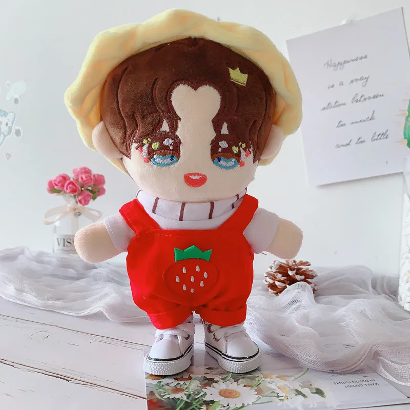 Doll Clothes 20cm Idol Dolls Accessories Plush Doll's Yellow hat Strawberry Suspenders suit Stuffed Toys for Korea Kpop EXO Doll
Doll Clothes 20cm Idol Dolls Accessories Plush Doll's Yellow hat Strawberry Suspenders suit Stuffed Toys for Korea Kpop EXO Doll