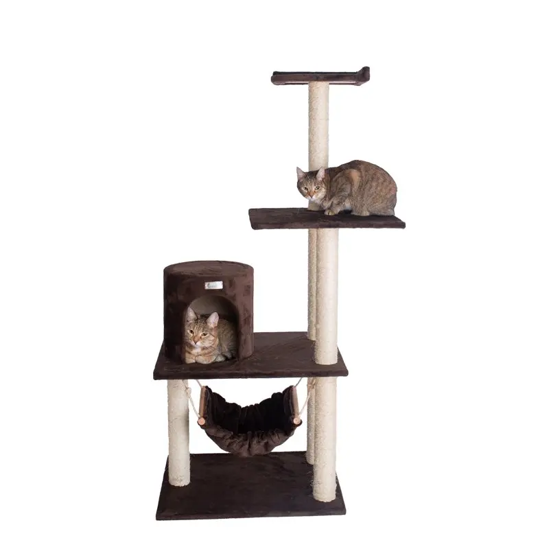 Chic Coffee Brown 59" Wood Cat Tree with Snuggly Hammock - Perfect for Any Feline
Chic Coffee Brown 59" Wood Cat Tree with Snuggly Hammock - Perfect for Any Feline