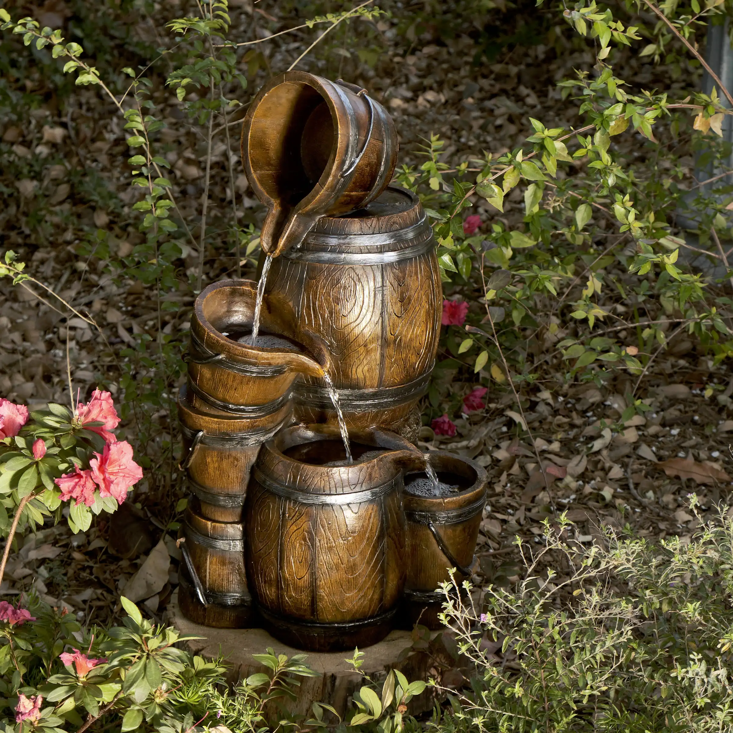 Alpine Corporation 24"H Indoor/Outdoor Tiered Barrels and Buckets Fountain, Brown
Alpine Corporation 24"H Indoor/Outdoor Tiered Barrels and Buckets Fountain, Brown