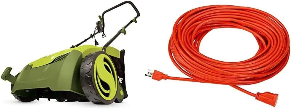 13 in. 12 Amp Scarifier + Lawn Dethatcher w/Collection Bag, Green & AmazonBasics 16/3 Vinyl Outdoor Extension Cord | Orange
13 in. 12 Amp Scarifier + Lawn Dethatcher w/Collection Bag, Green & AmazonBasics 16/3 Vinyl Outdoor Extension Cord | Orange