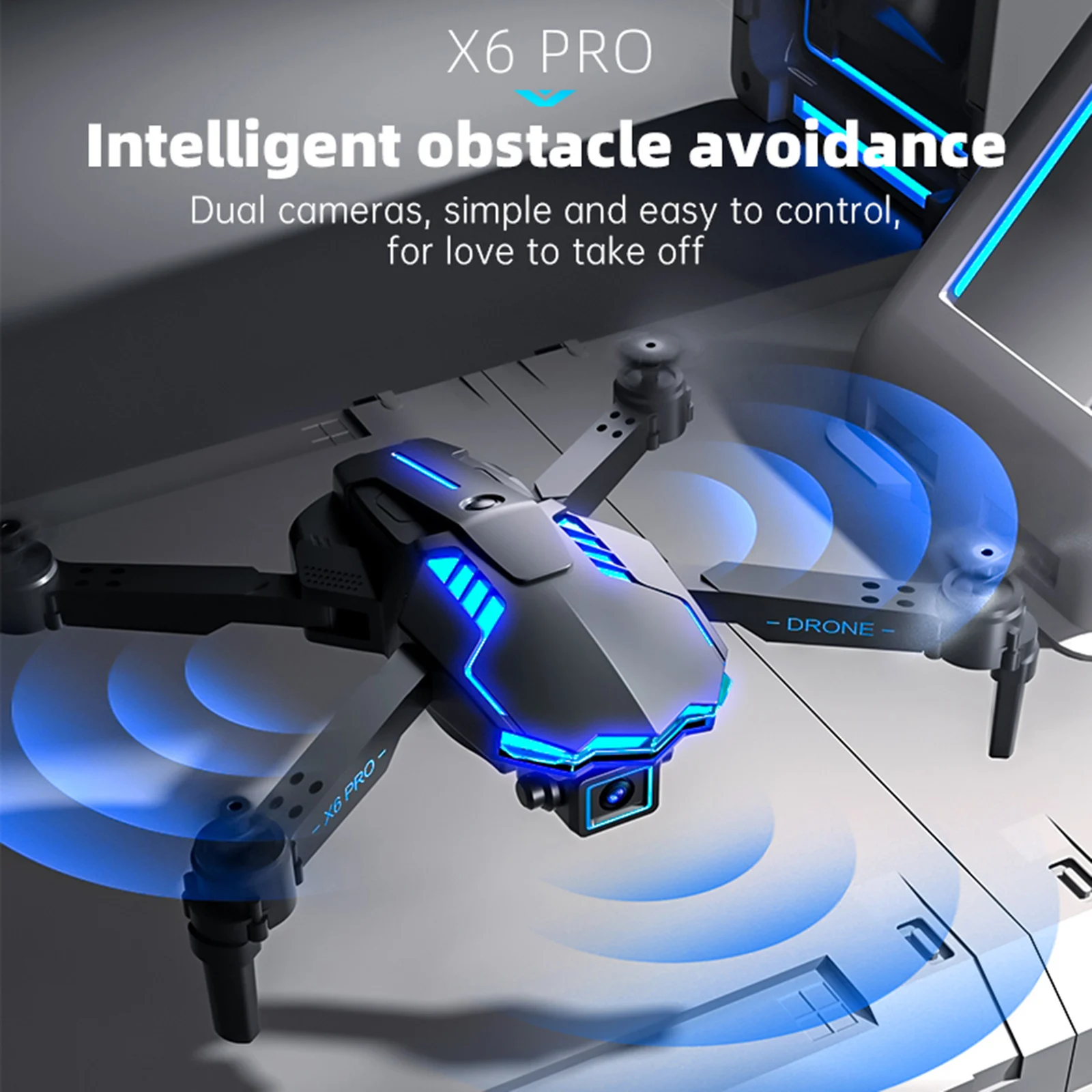 Optical Flow Positioning RC Drone 4K HD Dual Camera 4CH Follow Me with LED Light
Optical Flow Positioning RC Drone 4K HD Dual Camera 4CH Follow Me with LED Light