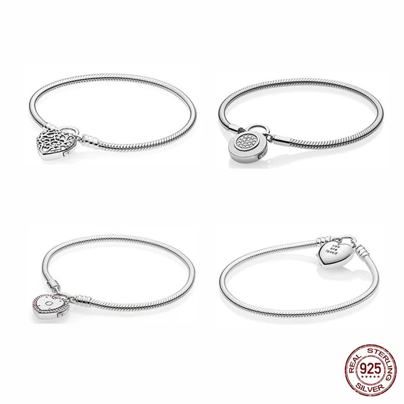Classic LOVE Lock Bracelet 925 Silver Fit Original Pandora Charm Fashion Snake Bone Bracelet Beads DIY Accessories
Classic LOVE Lock Bracelet 925 Silver Fit Original Pandora Charm Fashion Snake Bone Bracelet Beads DIY Accessories