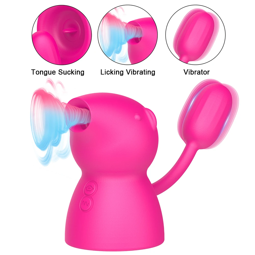 

3 In 1 Piggy Nipple Licking Massage Tongue Vibrating Vagina Sucking Vibrator Clitoris Stimulator Sex Toys for Women