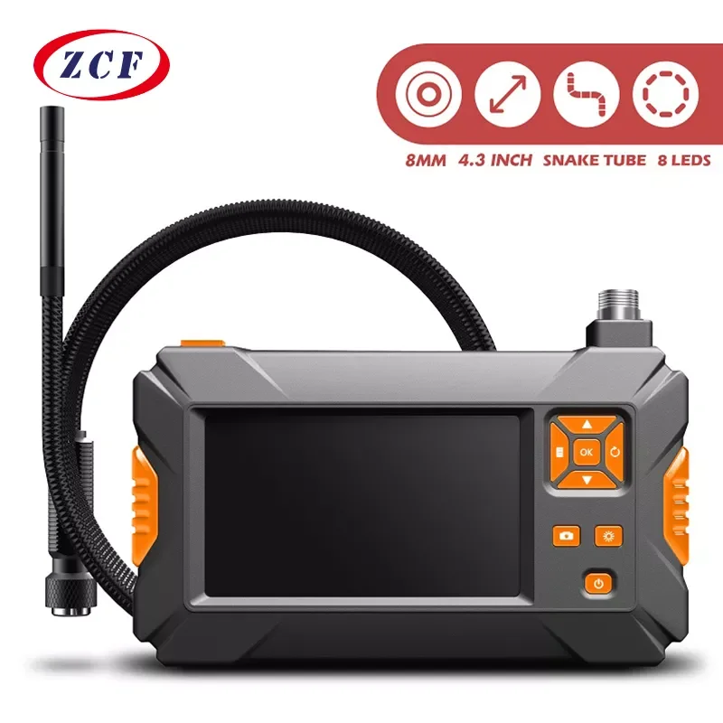 

NEW2023 Industrial Endoscope Camera 4.3 Inch IPS Screen Dual Lens HD1080P Car Inspection Handhold Borescope 2.0MP Snake 2600mAh