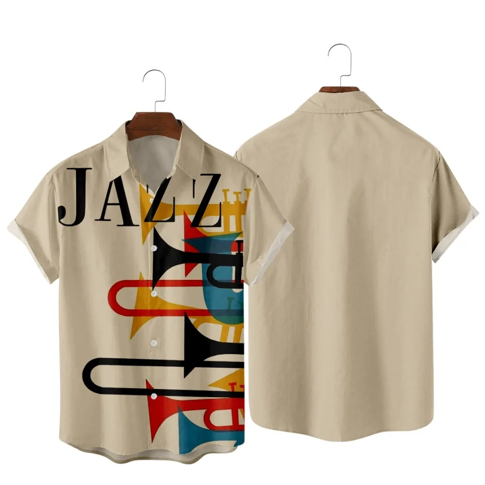 2022 Classic Jazz & Instruments Vintage Print Shirt, Fashion Casual American Retro Summer Beach Style, Summer Shirts for Men
2022 Classic Jazz & Instruments Vintage Print Shirt, Fashion Casual American Retro Summer Beach Style, Summer Shirts for Men