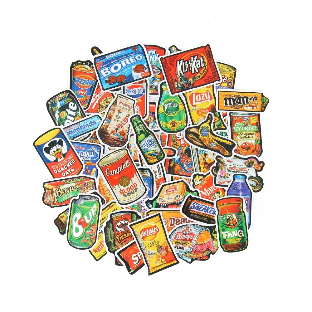 TD ZW 50Pcs/Lot Funny Brand Snacks And Drinks Graffiti Stickers For Laptop Car Pad Luggage Phone Bicycle Decal Toy Sticker
TD ZW 50Pcs/Lot Funny Brand Snacks And Drinks Graffiti Stickers For Laptop Car Pad Luggage Phone Bicycle Decal Toy Sticker