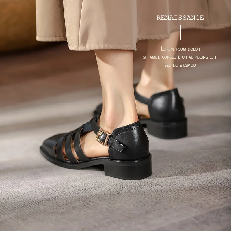 Summer Sandals Woman Roman Style Retro On High Heel 3.5 CM Closed Toe Sandalias Lady Brogue Shoes Cowhide Gladiator Shoe
Summer Sandals Woman Roman Style Retro On High Heel 3.5 CM Closed Toe Sandalias Lady Brogue Shoes Cowhide Gladiator Shoe