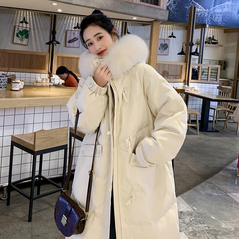 Women's Mid-Length Down Jacket 2022 New Winter Fashion Design Solid Color Thickened Big Fur Collar Warm Jackets
Women's Mid-Length Down Jacket 2022 New Winter Fashion Design Solid Color Thickened Big Fur Collar Warm Jackets