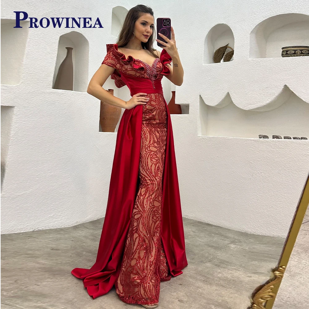 Prowinea Ruffes Glitter Red Beadings Formal Party Dresses For Women Off The Shoulder Zipper Custom Made Vestidos Robes De Soirée
Prowinea Ruffes Glitter Red Beadings Formal Party Dresses For Women Off The Shoulder Zipper Custom Made Vestidos Robes De Soirée