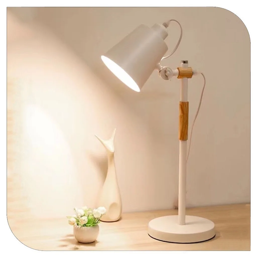 

Fast deliveryE27 Nordic Solid Wood LED Table Lamp, Eye-Protection Bedside Book Reading Light