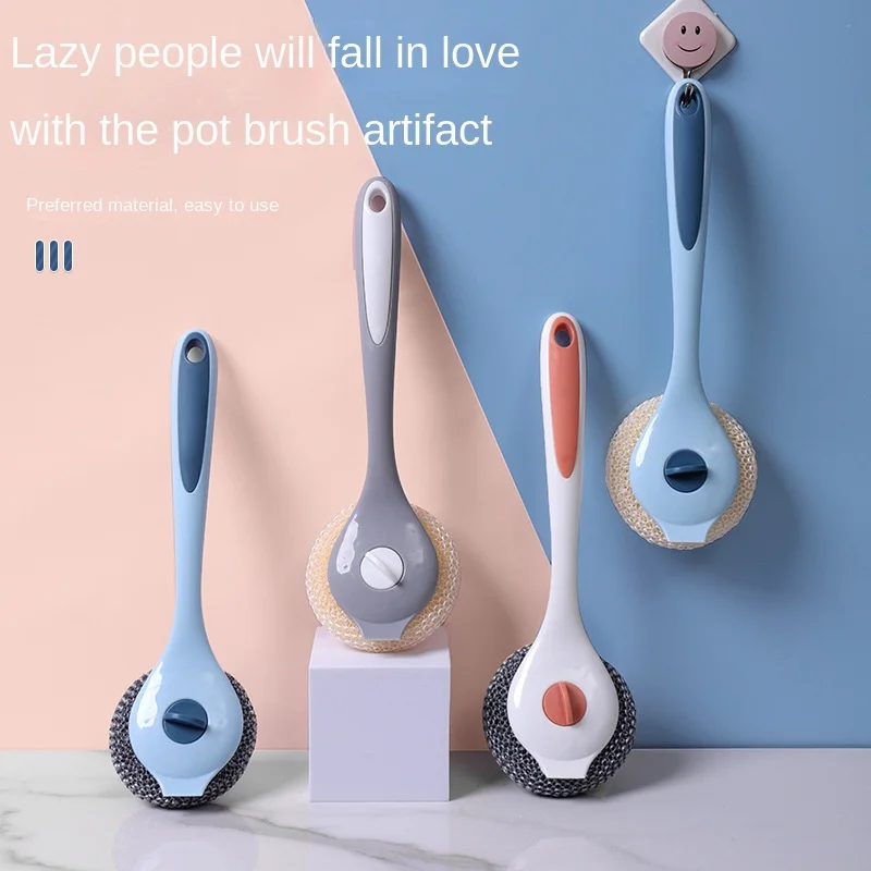 Kitchen Brush Pot Cleaning Ball Nano Fiber Ball Non-Slag Strong Decontamination Non-Stick Pan Long Handle Brush 
Kitchen Brush Pot Cleaning Ball Nano Fiber Ball Non-Slag Strong Decontamination Non-Stick Pan Long Handle Brush