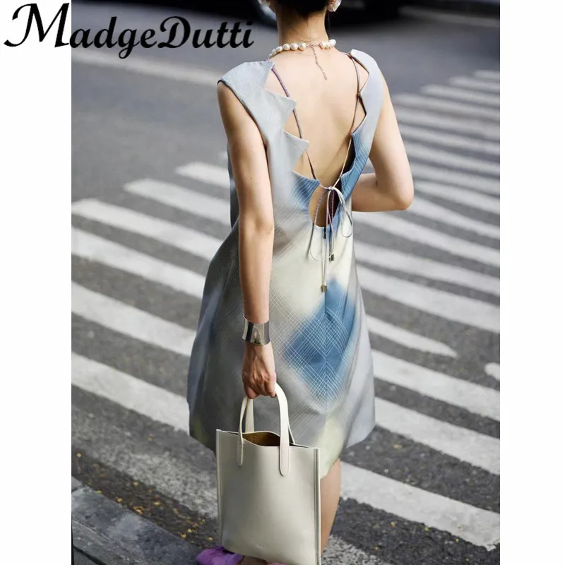 11.21 MadgeDutti Sexy Backless Lace-Up Contrast Color Argyle Plaid Sleeveless Tank Top Dress Women
11.21 MadgeDutti Sexy Backless Lace-Up Contrast Color Argyle Plaid Sleeveless Tank Top Dress Women