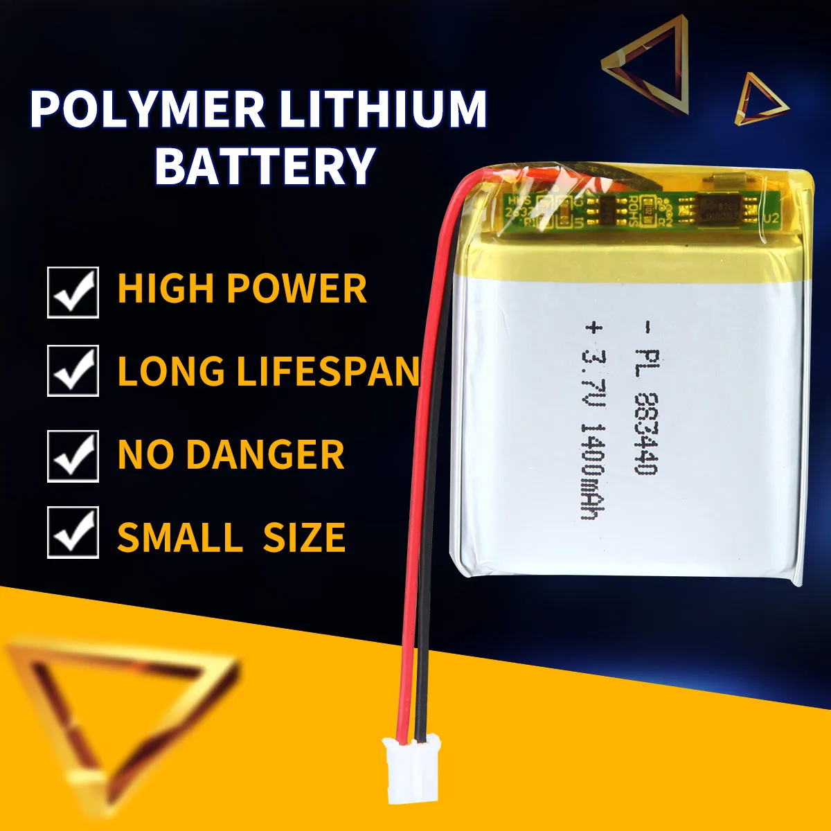 883440 3.7V 1400mAh High Power Lipo Battery Rechargeable Long Lifespan Lithium Polymer Batteries With Overcharge Protection
883440 3.7V 1400mAh High Power Lipo Battery Rechargeable Long Lifespan Lithium Polymer Batteries With Overcharge Protection