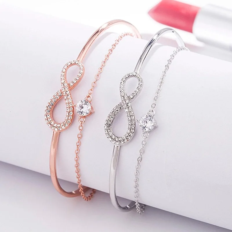 Женский браслет из серебра 925 пробы, с двойными бриллиантами 
Женский браслет из серебра 925 пробы, с двойными бриллиантами