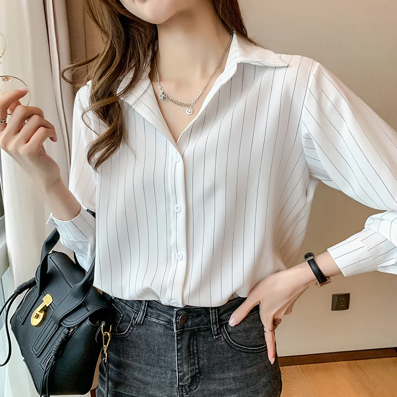 Casual Shirt Fashion Women Blouses 2023 Chiffon Long Sleeve Shirt Tops White Blouse Shirts Striped Top Pretty and Cheap Blouses
Casual Shirt Fashion Women Blouses 2023 Chiffon Long Sleeve Shirt Tops White Blouse Shirts Striped Top Pretty and Cheap Blouses