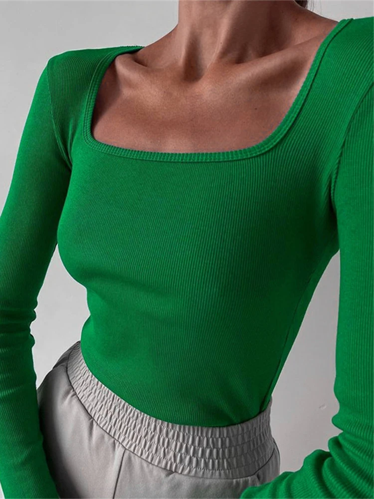 2021 Square Neck Green Long Sleeve T Shirts Women Knitted Summer Black Basic Ribber White Khaki Top Shirt Casual Y2K
2021 Square Neck Green Long Sleeve T Shirts Women Knitted Summer Black Basic Ribber White Khaki Top Shirt Casual Y2K