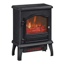 Powerheat Infrared Quartz Electric Stove Heater, Black Tv Stand with Fireplace
