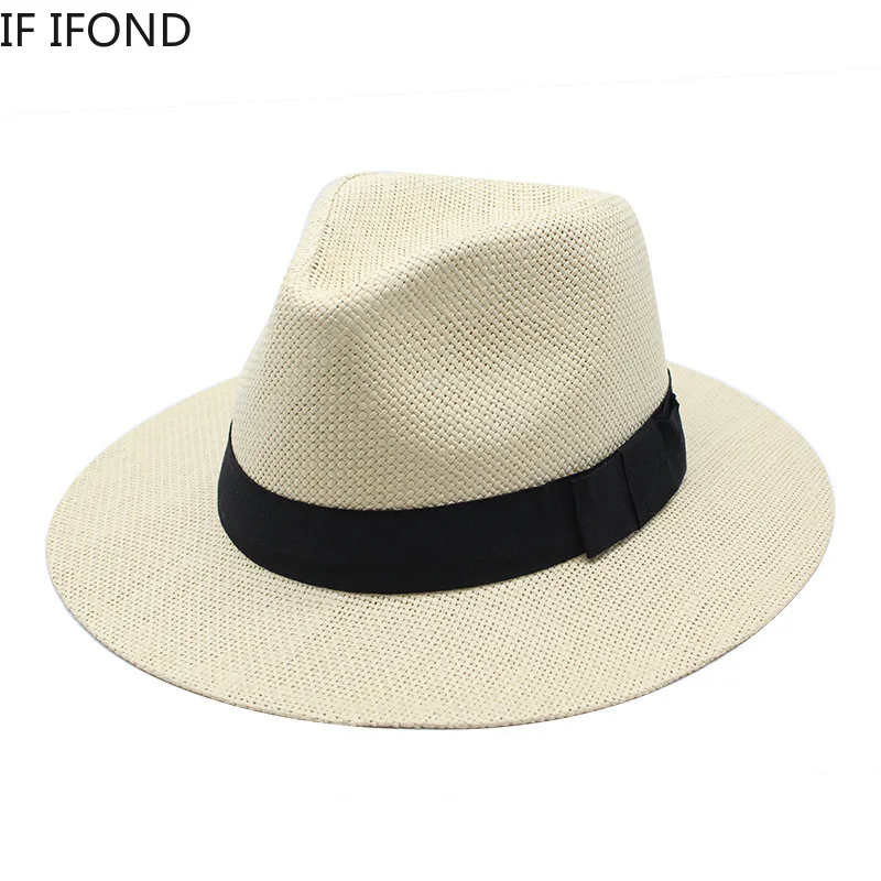 Панама соломенная Мужская Повседневная пляжная шляпа с защитой от УФ-лучей для