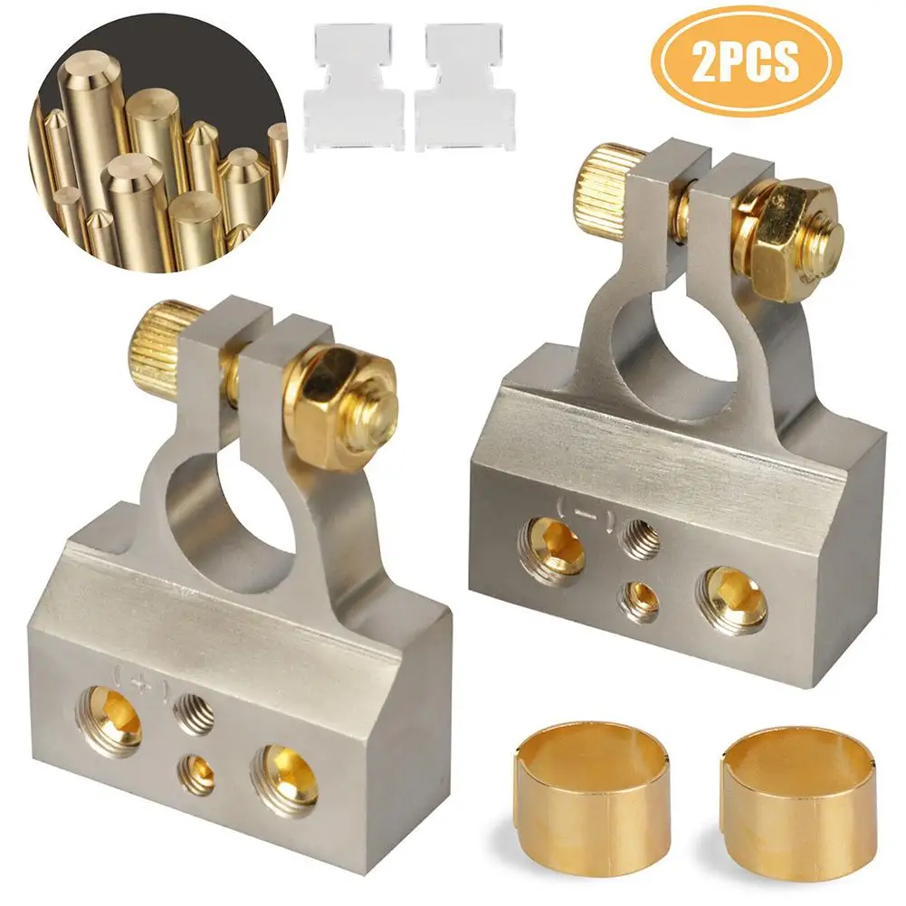 2pcs Car Battery Terminal Connector Top Post Positive Negative 0/2/4 Gauge 8/10 Gauge Inputs Audio Modified Parts
2pcs Car Battery Terminal Connector Top Post Positive Negative 0/2/4 Gauge 8/10 Gauge Inputs Audio Modified Parts