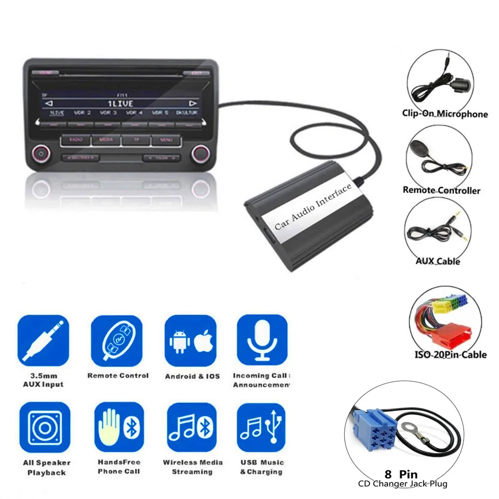 DOXINGYE Bluetooth A2DP Car MP3 Player AUX USB Radio CD Changer Adapter With Bluetooth Handsfree Charger for Audi VW Skoda Seat
DOXINGYE Bluetooth A2DP Car MP3 Player AUX USB Radio CD Changer Adapter With Bluetooth Handsfree Charger for Audi VW Skoda Seat