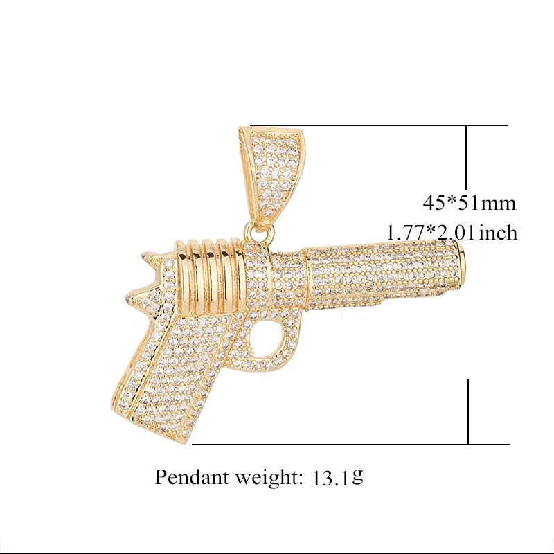 Miami Atlanta Hip Hop 14k Gold Plated gun Moissanite Copper Pendants and Necklaces
Miami Atlanta Hip Hop 14k Gold Plated gun Moissanite Copper Pendants and Necklaces