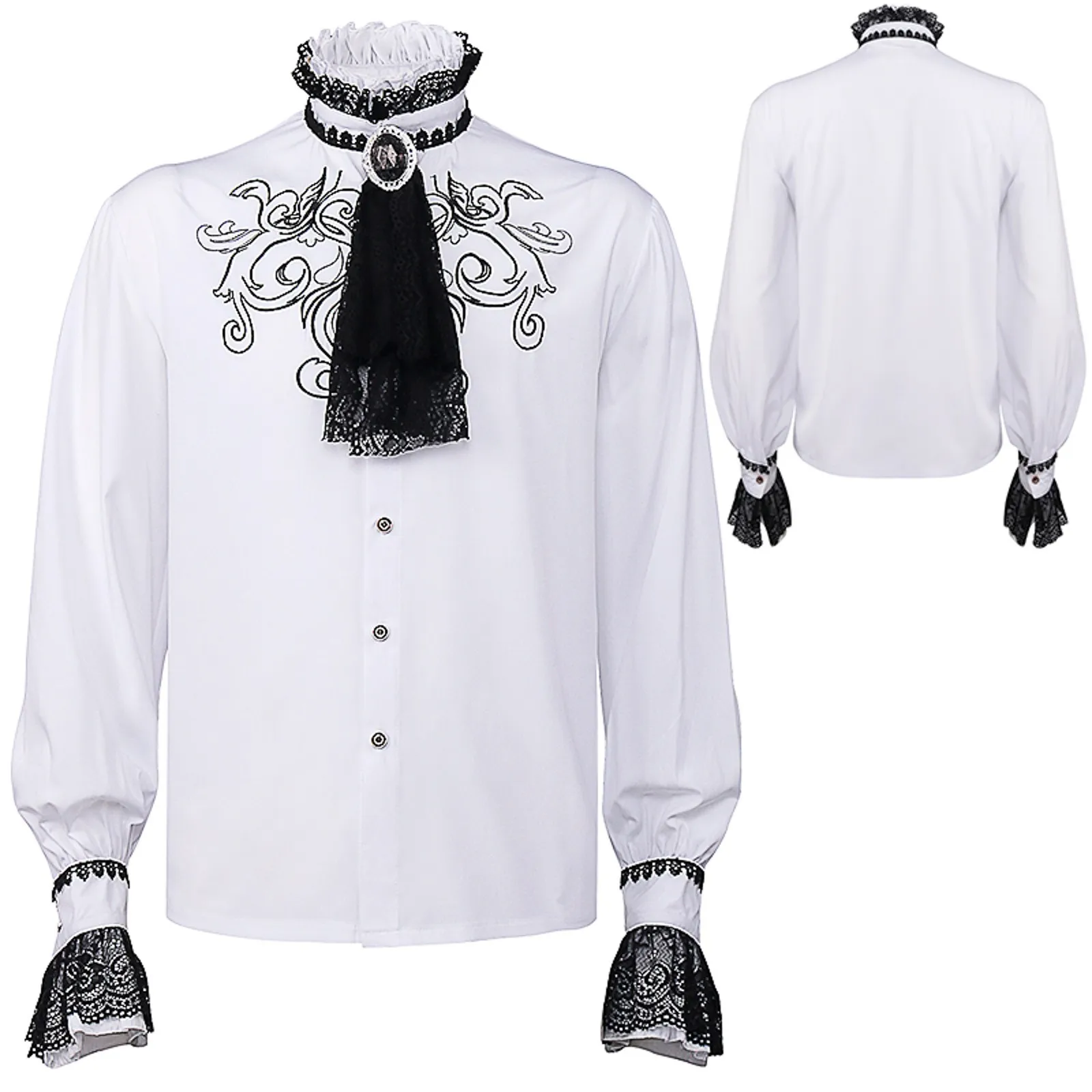 Mens Medieval Shirts Black White Renaissance Costume Pirate Captain Lace Up Ruffle Tops Sand Collar Shirt Vampire Stage Blouses
Mens Medieval Shirts Black White Renaissance Costume Pirate Captain Lace Up Ruffle Tops Sand Collar Shirt Vampire Stage Blouses