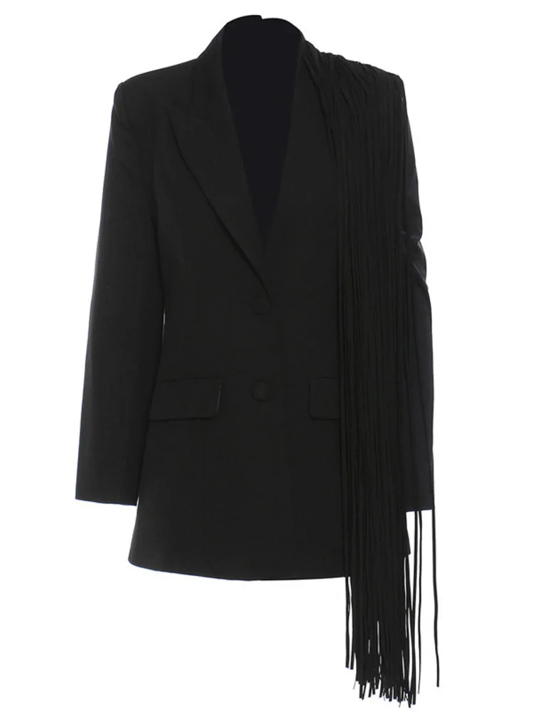 Black Blazer Women Temperament Loose Tassel Long Sleeve Single-breasted Solid Color Jacket 2022 Autumn New Fashion Trend
Black Blazer Women Temperament Loose Tassel Long Sleeve Single-breasted Solid Color Jacket 2022 Autumn New Fashion Trend