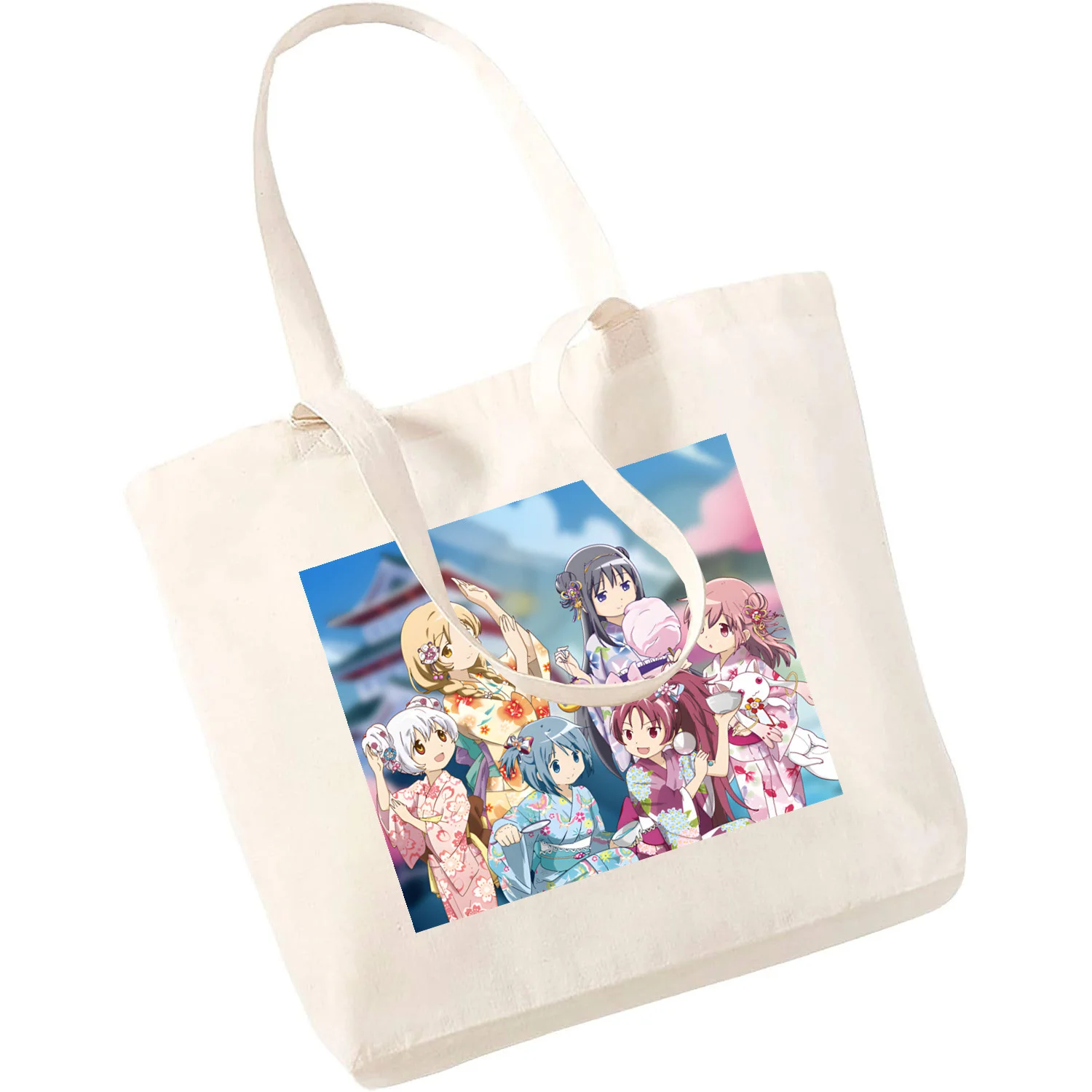 Madoka Magica Puella Magi Mahou Shoujo Kyubey Homura Hakemi Kaname Mami Shopping Bag Women Canvas Tote Bags Printing Eco Bag
Madoka Magica Puella Magi Mahou Shoujo Kyubey Homura Hakemi Kaname Mami Shopping Bag Women Canvas Tote Bags Printing Eco Bag