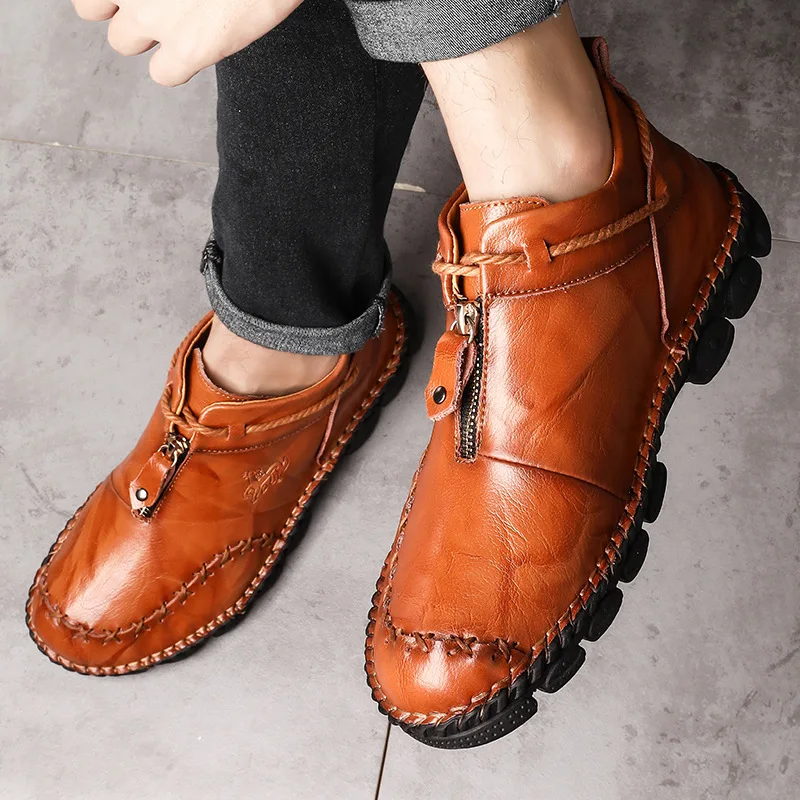 Men Casual Shoes Round Leather Solid Color Short Boots Soft Bottom Low Top Flat Heel Breathable Warm for
Men Casual Shoes Round Leather Solid Color Short Boots Soft Bottom Low Top Flat Heel Breathable Warm for