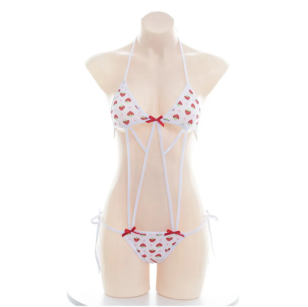 bikini Sexy printing Strawberry Bow Multi-rope Lace lovely girl Sun bath swimwear women one piece swimsuit women monokini
bikini Sexy printing Strawberry Bow Multi-rope Lace lovely girl Sun bath swimwear women one piece swimsuit women monokini